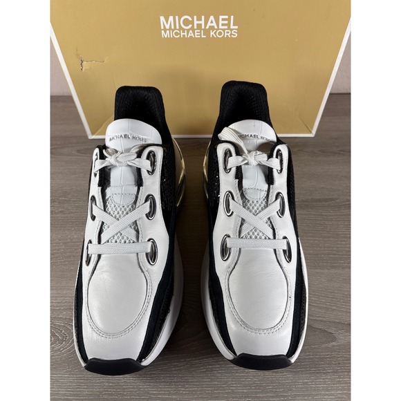Michael Kors Toni Trainer Black White Mesh Platform Sneakers 43F4TRFS3D Men 9.5M